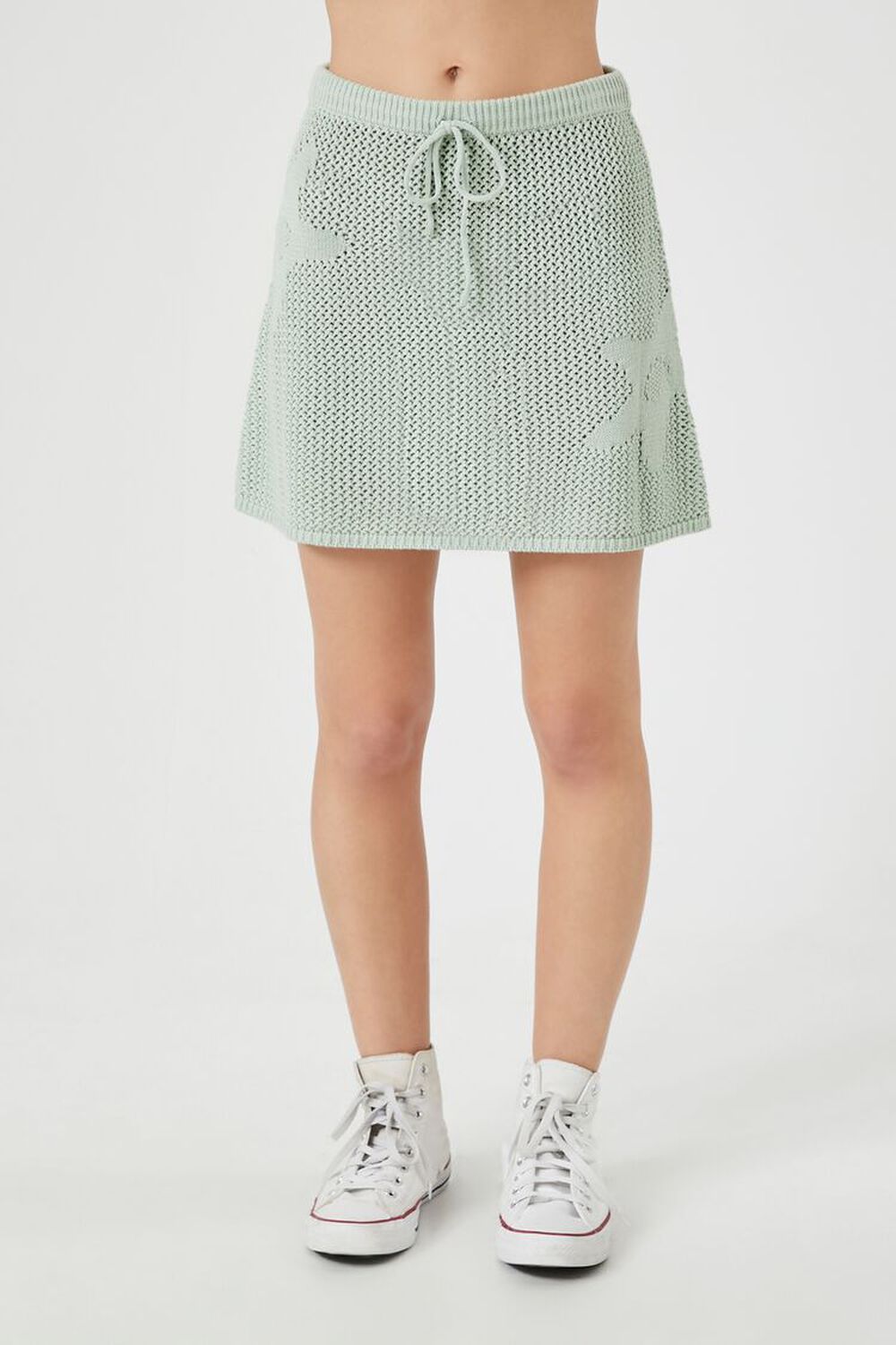 Sweater-Knit Crochet Mini Skirt